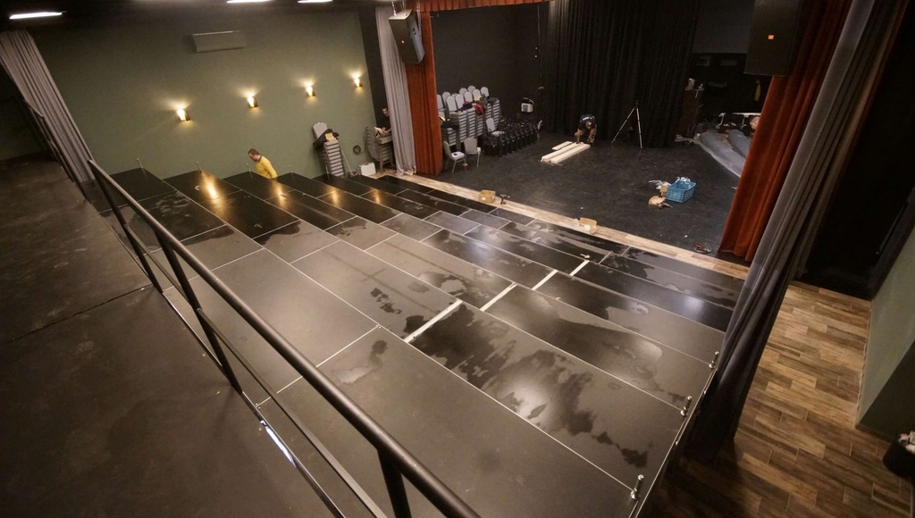 Grandstand of stage boards